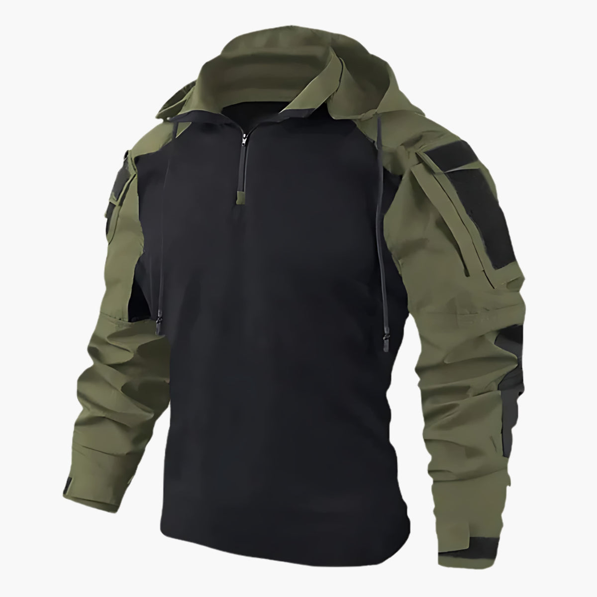 Men’s Windbreaker – Hooded Half-Zip Jacket with Upper-Arm Pockets