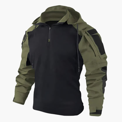 Men’s Windbreaker – Hooded Half-Zip Jacket with Upper-Arm Pockets