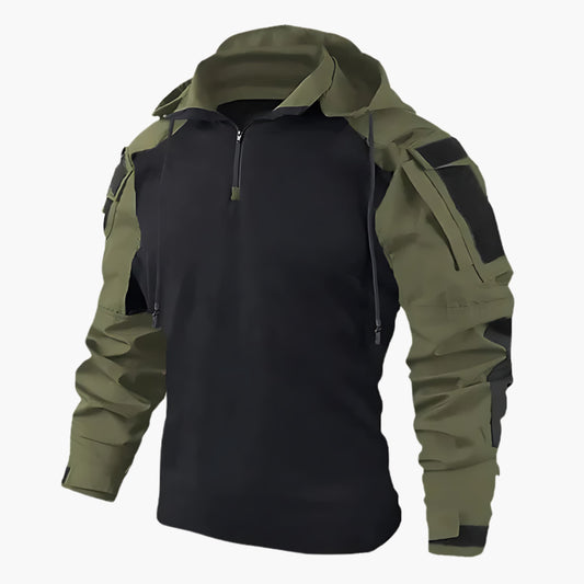 Men’s Windbreaker – Hooded Half-Zip Jacket with Upper-Arm Pockets