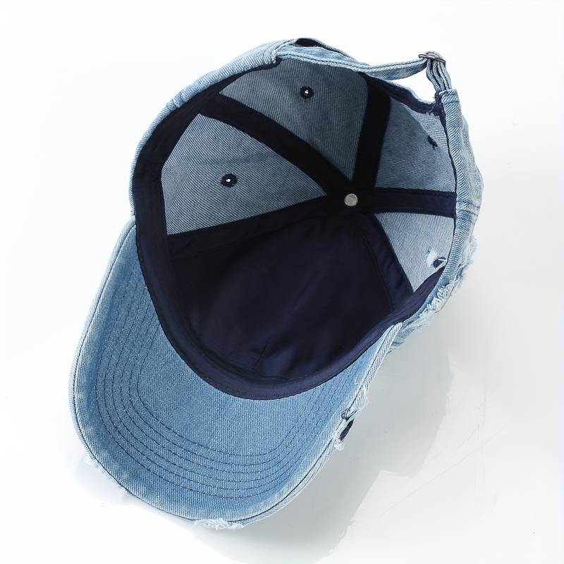 Men’s Distressed Denim Baseball Cap – Casual Adjustable Hat for Everyday Wear