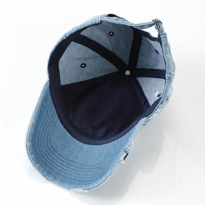 Men’s Distressed Denim Baseball Cap – Casual Adjustable Hat for Everyday Wear