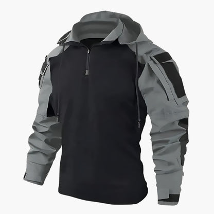 Men’s Windbreaker – Hooded Half-Zip Jacket with Upper-Arm Pockets