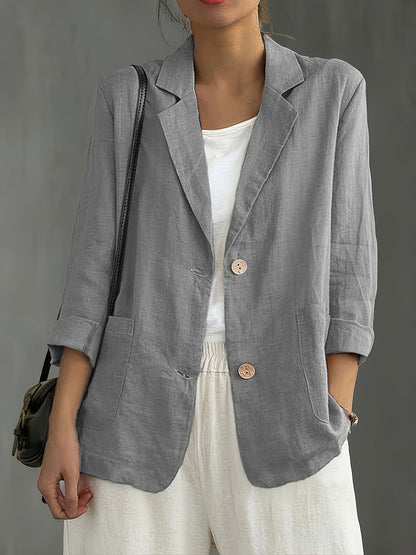 Women’s Relaxed Blazer – Two-Button Front with Roll-Up Sleeves