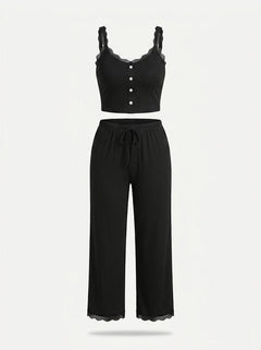 Women’s Ribbed Camisole and Lounge Trousers Set – Relaxed Two-Piece Homewear