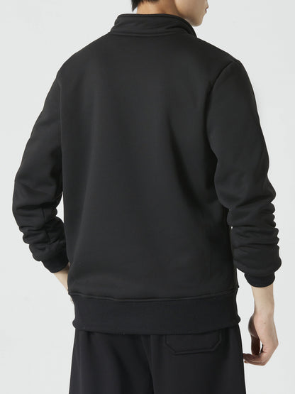 Men’s Fleece-Lined Quarter-Zip Sweatshirt – Warm Stand-Collar Layer for Autumn and Winter