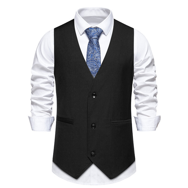 Men’s Tailored Formal Waistcoat – Slim-Fit Button-Front Vest for Weddings Business and Evening Events