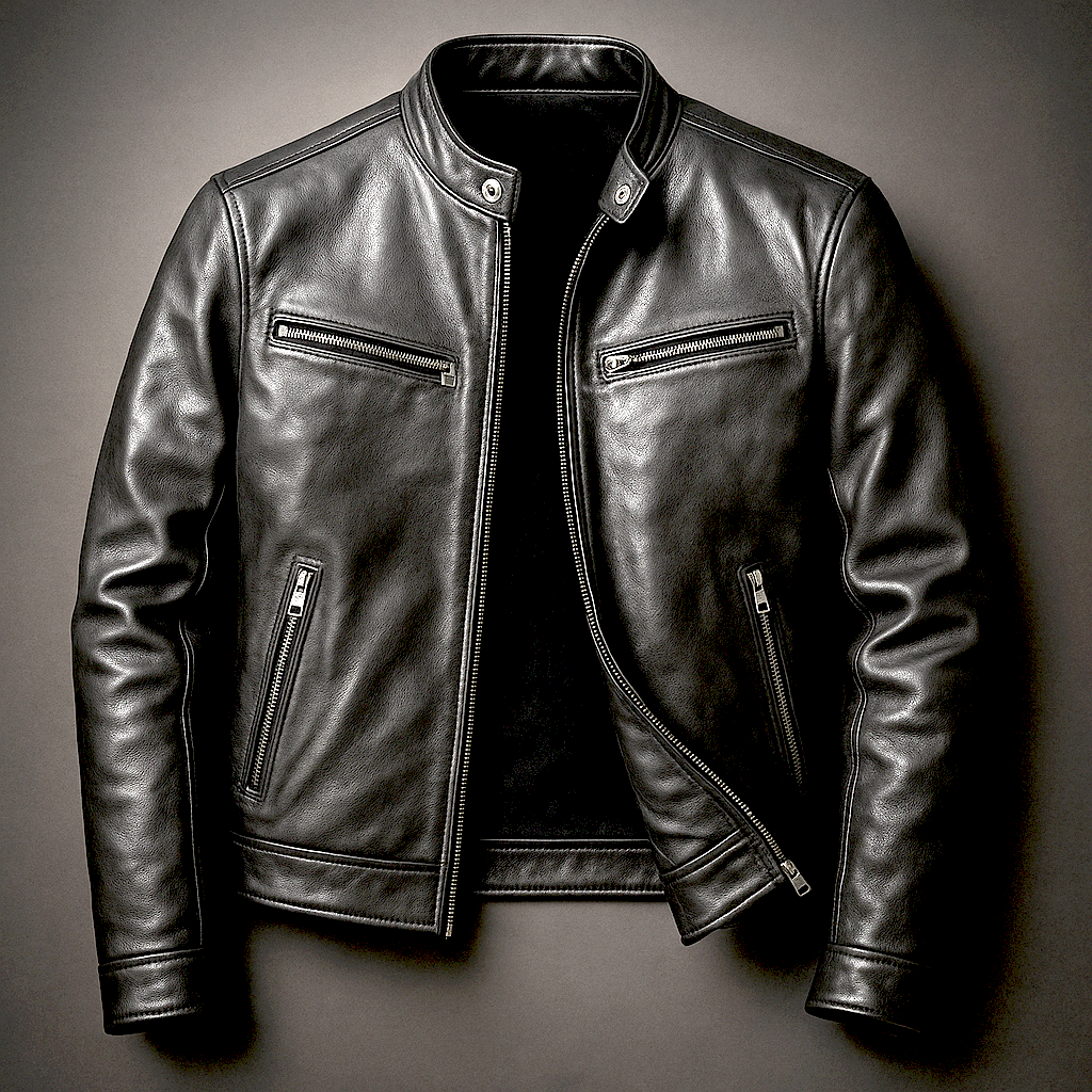 Men’s Vintage Racing Jacket – Stand Collar with Four Zip Pockets