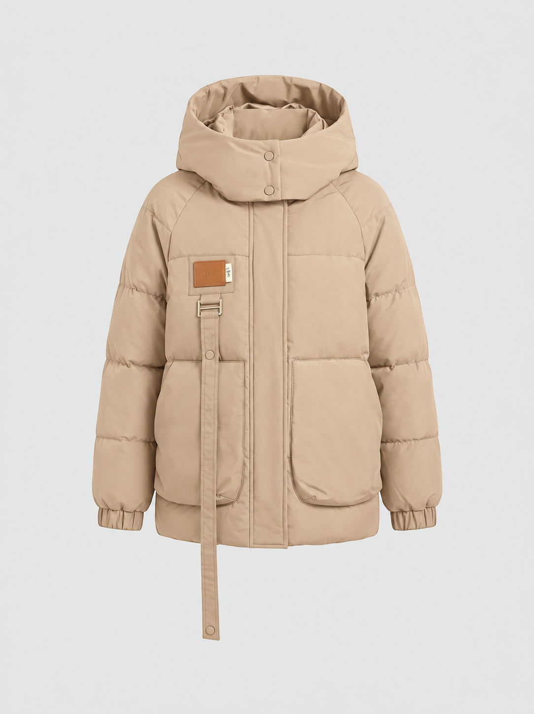 Women’s Oversized Hooded Puffer Coat – High-Collar Insulated Winter Jacket with Utility Pockets