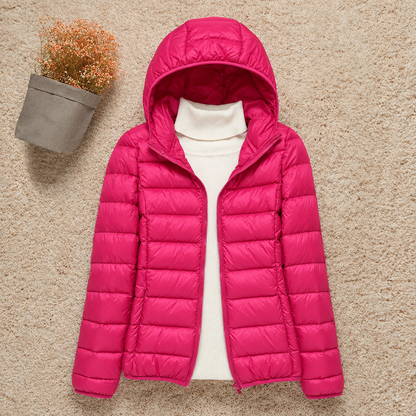 Men’s Lightweight Down Jacket – Packable Hooded Puffer with Zip Pockets
