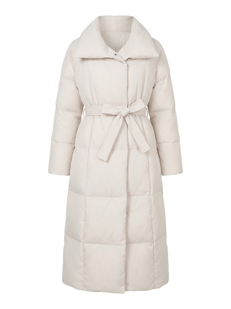 Women’s Maxi-Length Puffer Coat – Insulated High-Collar Winter Outerwear for Refined Cold-Weather Dressing