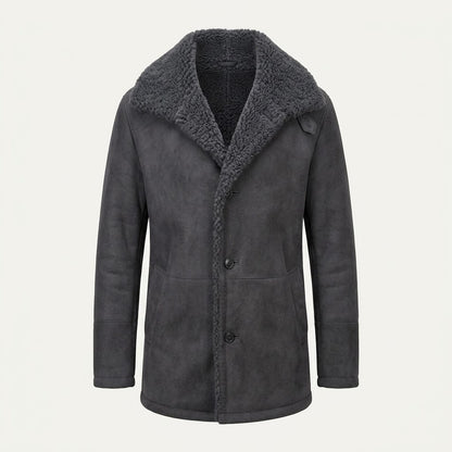 Men’s Plush-Lined Longline Winter Coat – Warm Button-Front Layer for Smart Casual Cold-Weather Wear