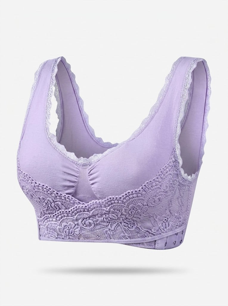 Women’s Wireless Lace Support Bra – Wide-Strap Longline Style for Everyday Comfort