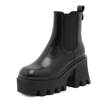 Black platform heel Chelsea boot product view