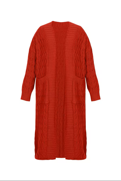 Women’s Long Cardigan – Ribbed V-Neck Longline Cardigan