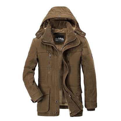 Men’s Fleece-Lined Multi-Pocket Winter Parka – Weather-Resistant Utility Layer for Everyday and Outdoor Cold-Weather Wear