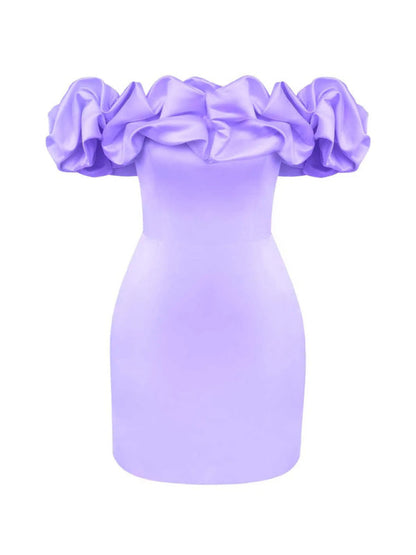 Women’s Off-Shoulder Ruffle Mini Dress – Satin Party Style for Summer Events