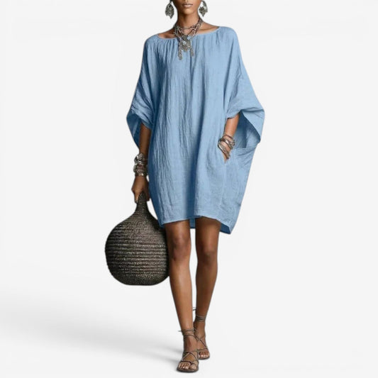 Women’s Oversized Batwing Mini Dress – Flowing Boho Shift for Spring and Summer