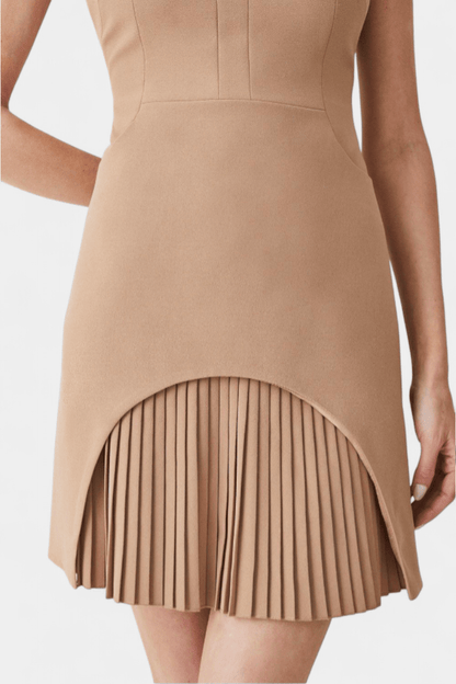 Women’s Sculpted Pleat Insert Mini Dress – Tailored Formal Style for Office and Events