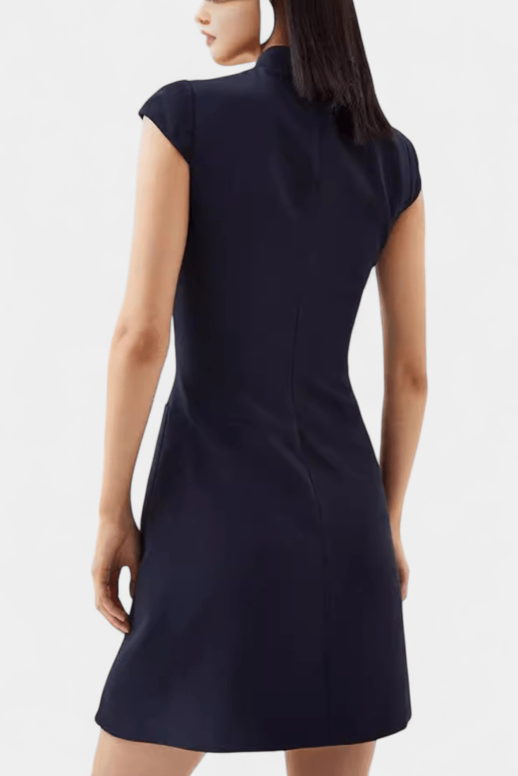 Women’s Sculpted Pleat Insert Mini Dress – Tailored Formal Style for Office and Events