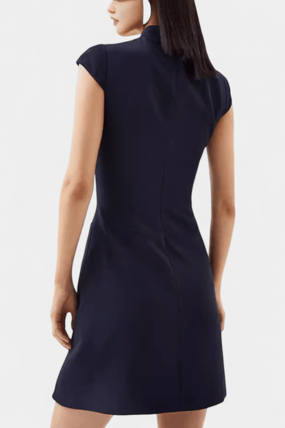 Women’s Sculpted Pleat Insert Mini Dress – Tailored Formal Style for Office and Events