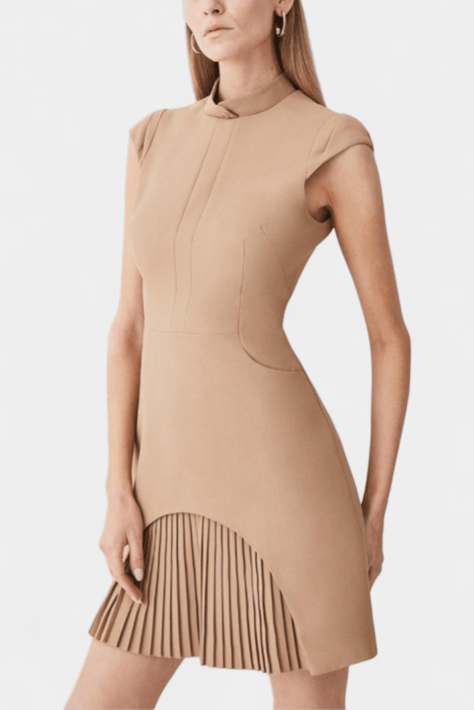 Women’s Sculpted Pleat Insert Mini Dress – Tailored Formal Style for Office and Events