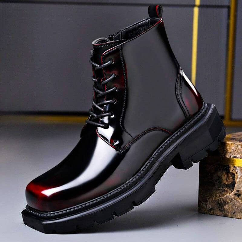 Men’s Genuine Leather Derby Boots – Polished Lace-Up Footwear with Chunky-Grip Sole