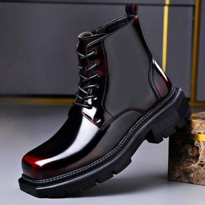 Men’s Genuine Leather Derby Boots – Polished Lace-Up Footwear with Chunky-Grip Sole