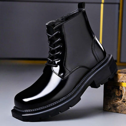 Men’s Genuine Leather Derby Boots – Polished Lace-Up Footwear with Chunky-Grip Sole
