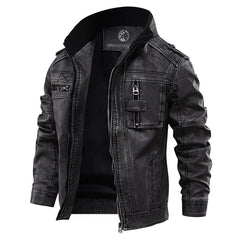 Men’s Multi-Pocket Leather Jacket – Structured Utility Layer for Autumn and Winter
