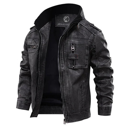 Men’s Multi-Pocket Leather Jacket – Structured Utility Layer for Autumn and Winter
