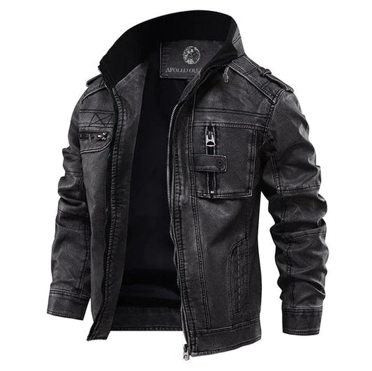 Men’s Multi-Pocket Leather Jacket – Structured Utility Layer for Autumn and Winter