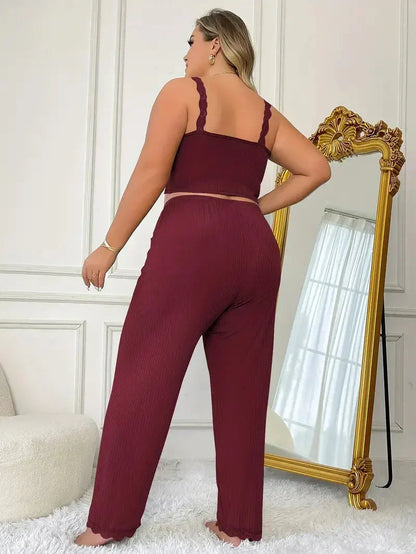 Women’s Ribbed Camisole and Lounge Trousers Set – Relaxed Two-Piece Homewear