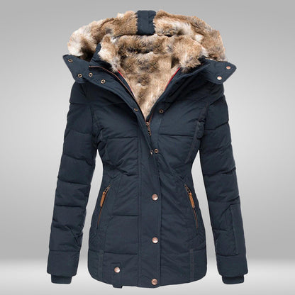 Women’s Faux-Fur Hooded Puffer Jacket – Warm Weather-Resistant Winter Layer for Everyday Wear