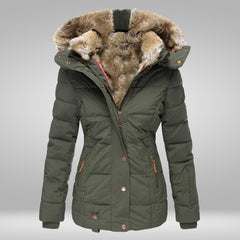 Women’s Faux-Fur Hooded Puffer Jacket – Warm Weather-Resistant Winter Layer for Everyday Wear