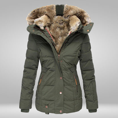 Women’s Faux-Fur Hooded Puffer Jacket – Warm Weather-Resistant Winter Layer for Everyday Wear