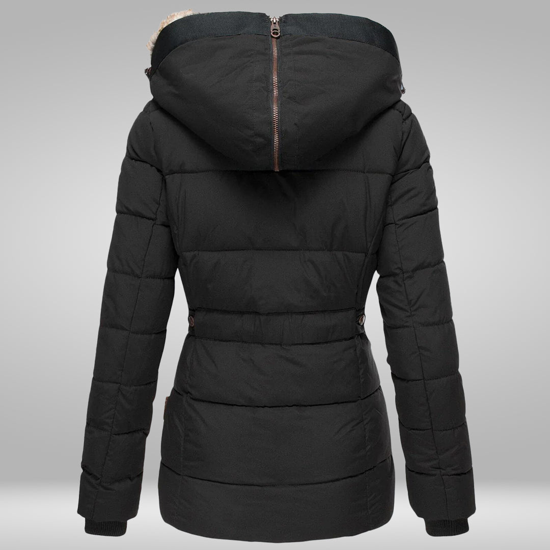Women’s Faux-Fur Hooded Puffer Jacket – Warm Weather-Resistant Winter Layer for Everyday Wear