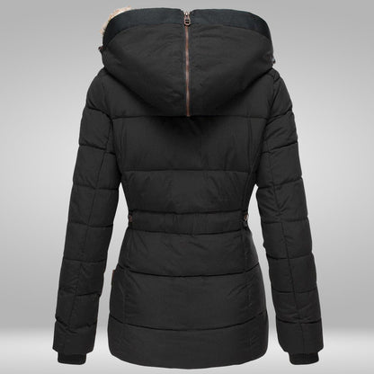 Women’s Faux-Fur Hooded Puffer Jacket – Warm Weather-Resistant Winter Layer for Everyday Wear