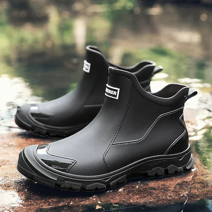 Men’s Waterproof Ankle Rain Boots – Slip-Resistant Urban Footwear for Wet Commutes and Outdoor Wear
