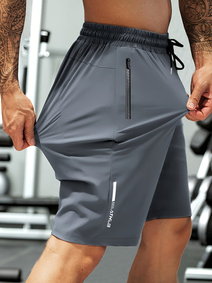 Men’s Quick-Dry Training Shorts – Stretch Performance Style with Zip Pockets