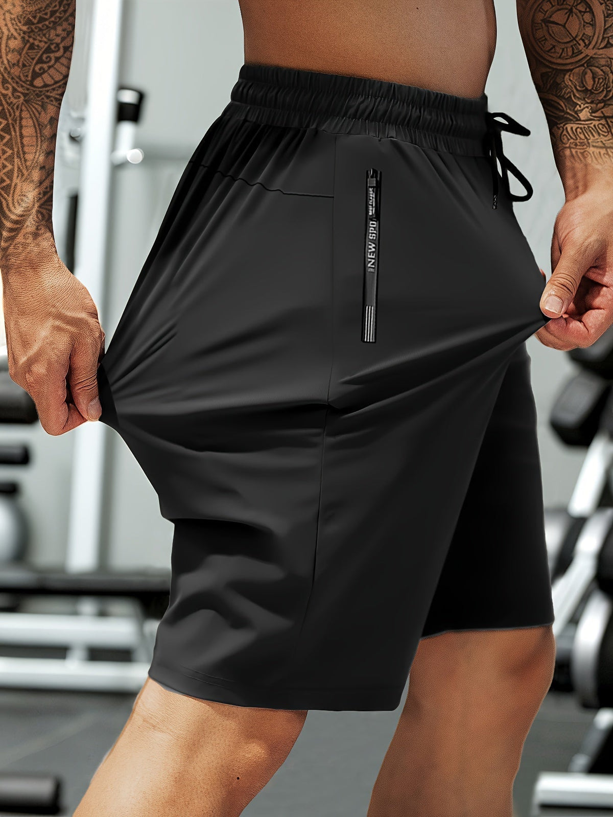 Men’s Quick-Dry Training Shorts – Stretch Performance Style with Zip Pockets