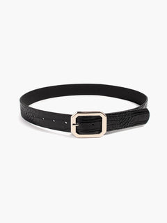 Men’s Textured Leather Belt – Polished Buckle Accessory for Business and Casual Wear
