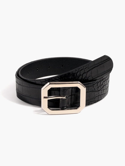 Men’s Textured Leather Belt – Polished Buckle Accessory for Business and Casual Wear
