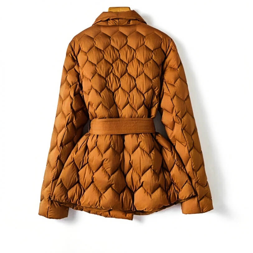 Women’s Quilted Coat – Tie Belt with Wave Quilting