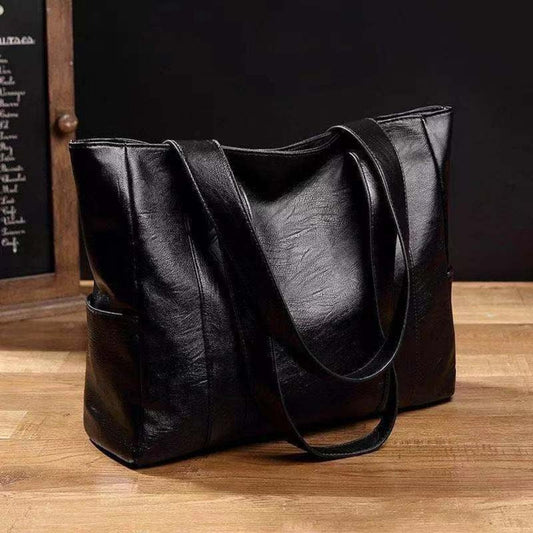 Women’s Soft Leather Shoulder Tote – Spacious Everyday Bag for Work and Travel