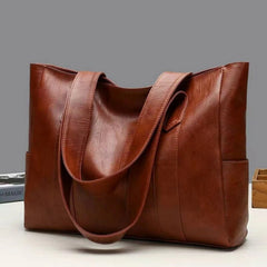 Women’s Soft Leather Shoulder Tote – Spacious Everyday Bag for Work and Travel