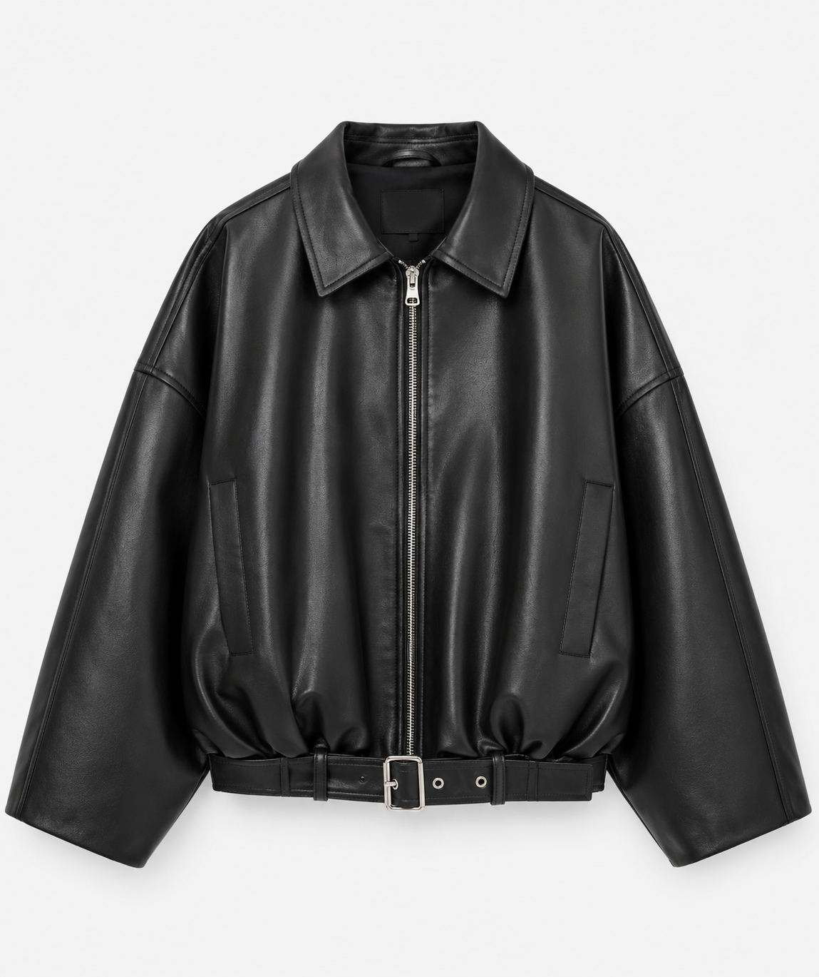 Women’s Belted Bomber Jacket – Oversized Zip-Front Layer for Spring and Autumn