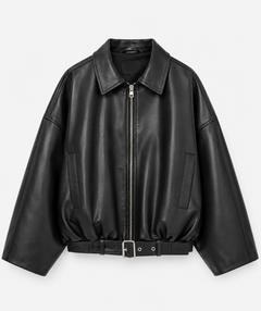 Women’s Belted Bomber Jacket – Oversized Zip-Front Layer for Spring and Autumn