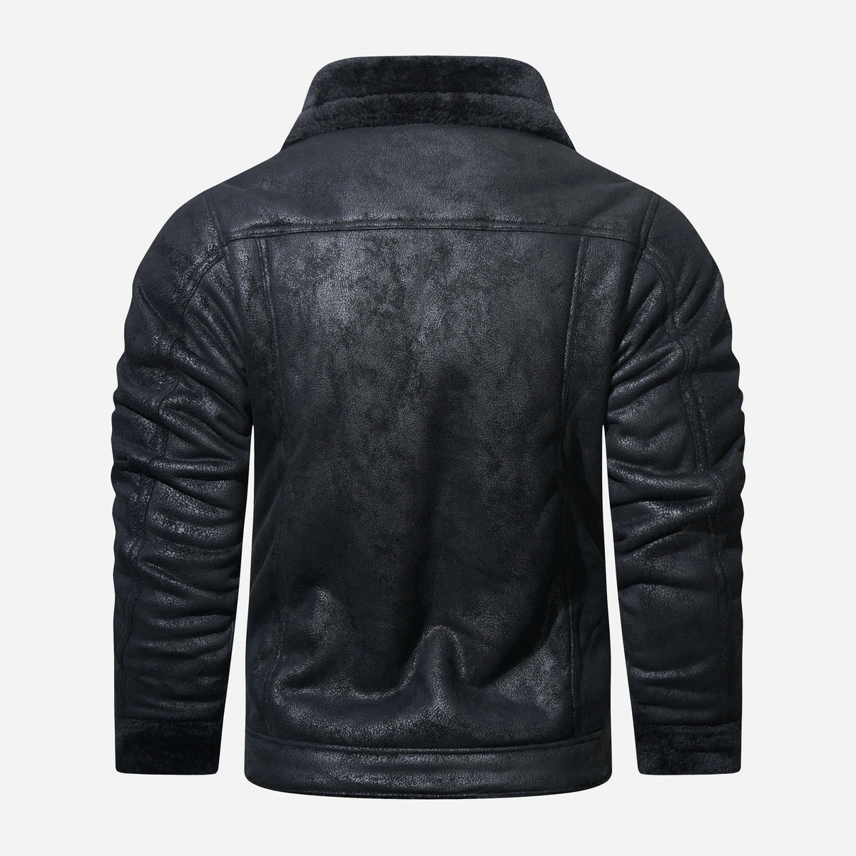 Men’s Leather Aviator Jacket – Warm Fleece-Lined Pilot Outerwear for Winter Wear
