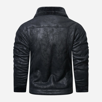 Men’s Leather Aviator Jacket – Warm Fleece-Lined Pilot Outerwear for Winter Wear