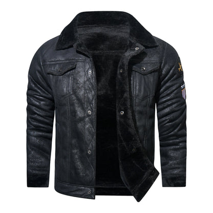Men’s Leather Aviator Jacket – Warm Fleece-Lined Pilot Outerwear for Winter Wear